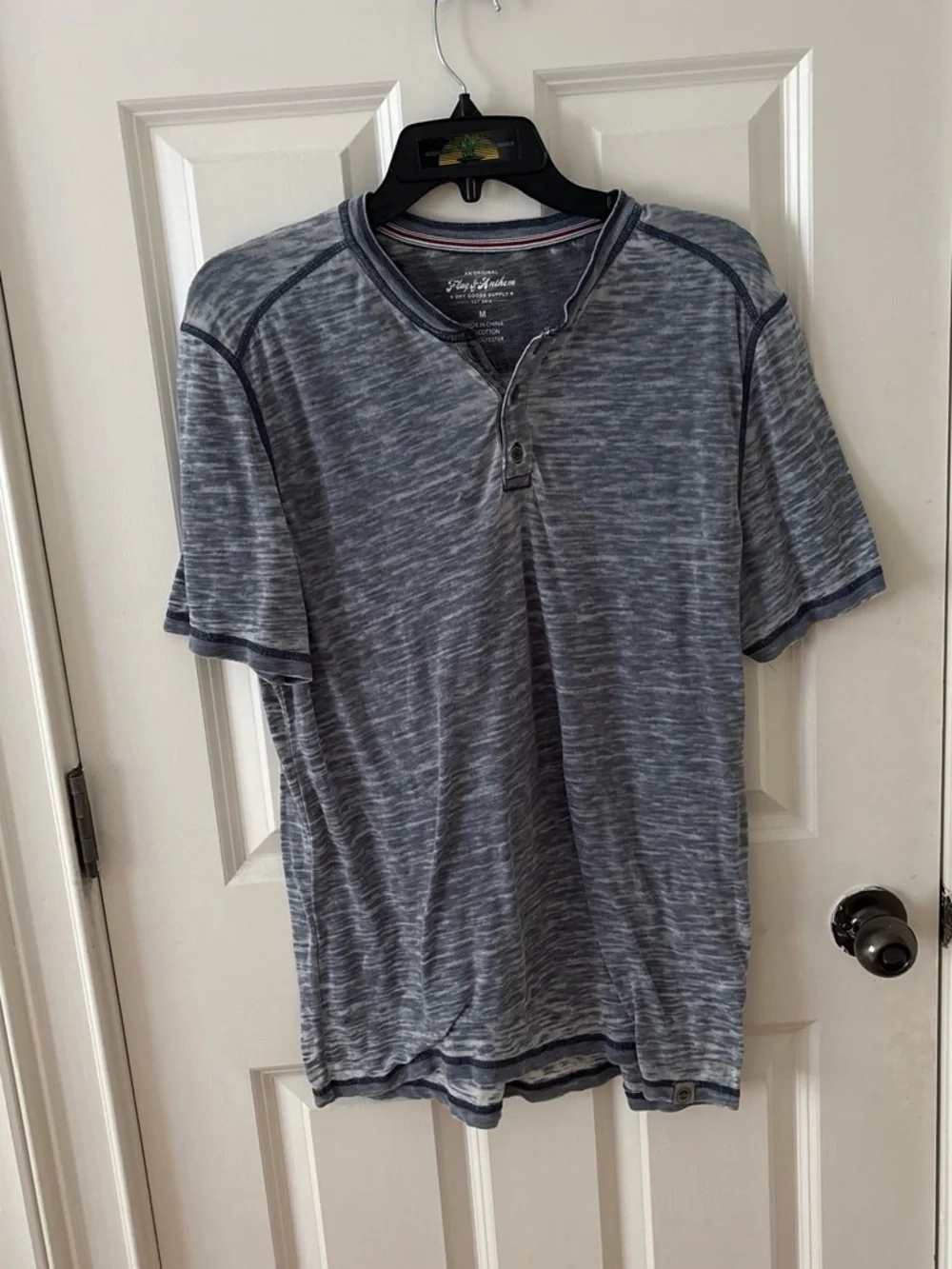 Striped Blue Short-Sleeve Henley Polo by Flag & Anthem